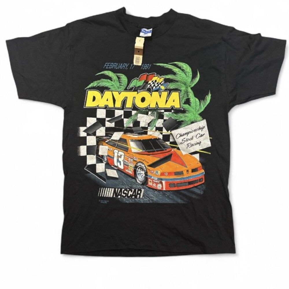 Vintage 90s Daytona NASCAR T Shirt Large NWT Deadstock USA Car Racing 1991